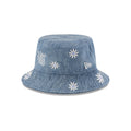 New Era Cap Flower Embroidery Light Denim Bucket Hat