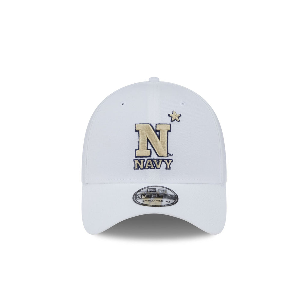Navy Midshipmen Optic White 39THIRTY Stretch Fit Hat