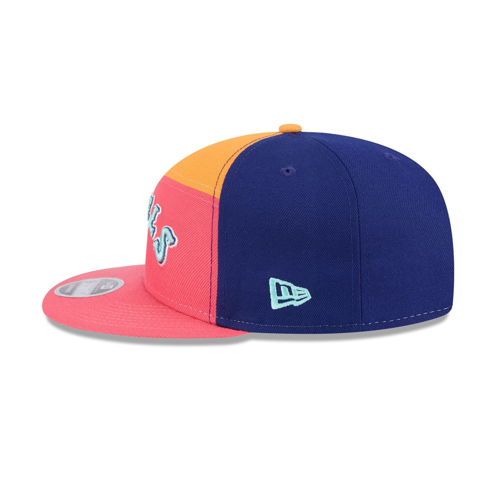 Los Angeles Angels Coral Split Panel 9FIFTY Snapback Hat