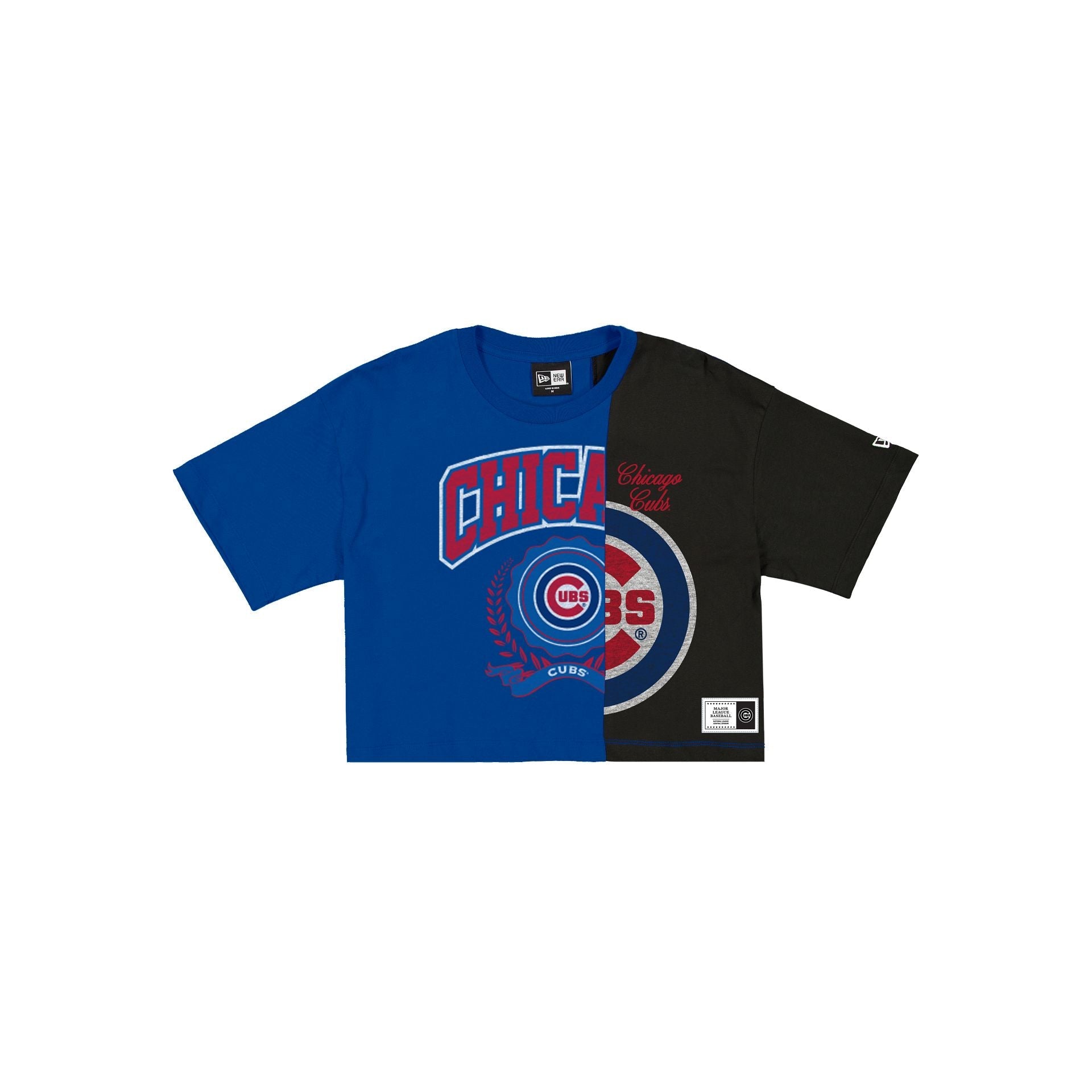 Chicago Cubs Team Split Women's Cropped Short-Sleeve T-Shirt