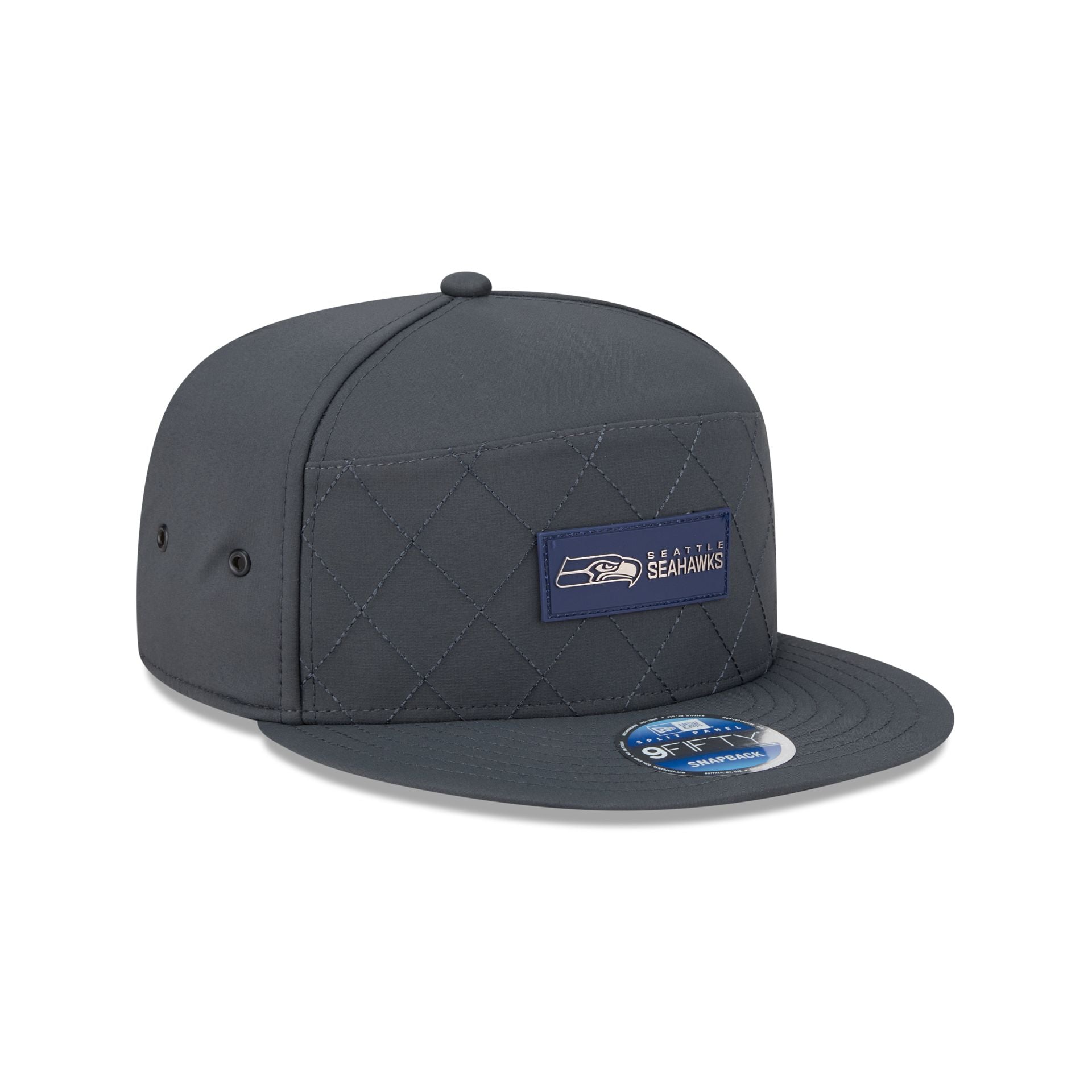 Seattle Seahawks 2025 Sideline Cold Weather Steel Clouds Split Panel 9FIFTY Snapback Hat