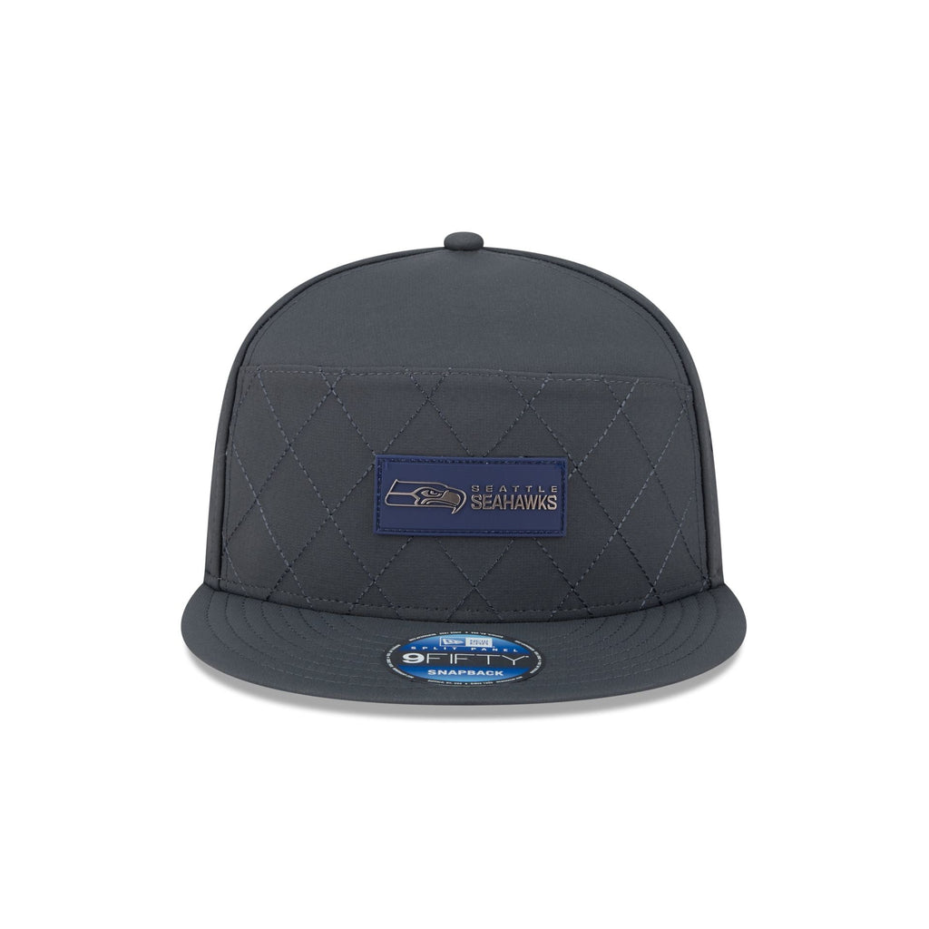 Seattle Seahawks 2025 Sideline Cold Weather Steel Clouds Split Panel 9FIFTY Snapback Hat