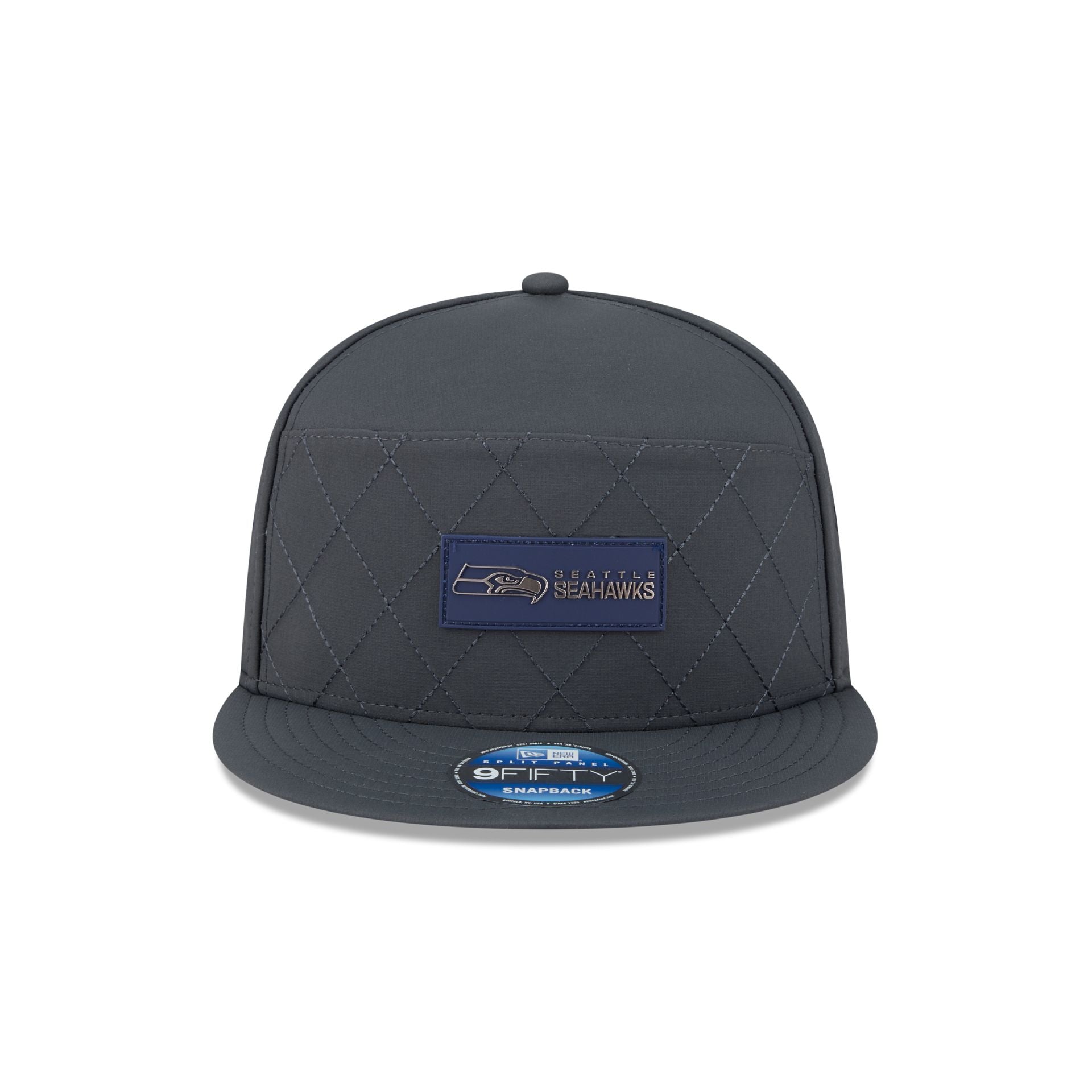 Seattle Seahawks 2025 Sideline Cold Weather Steel Clouds Split Panel 9FIFTY Snapback Hat