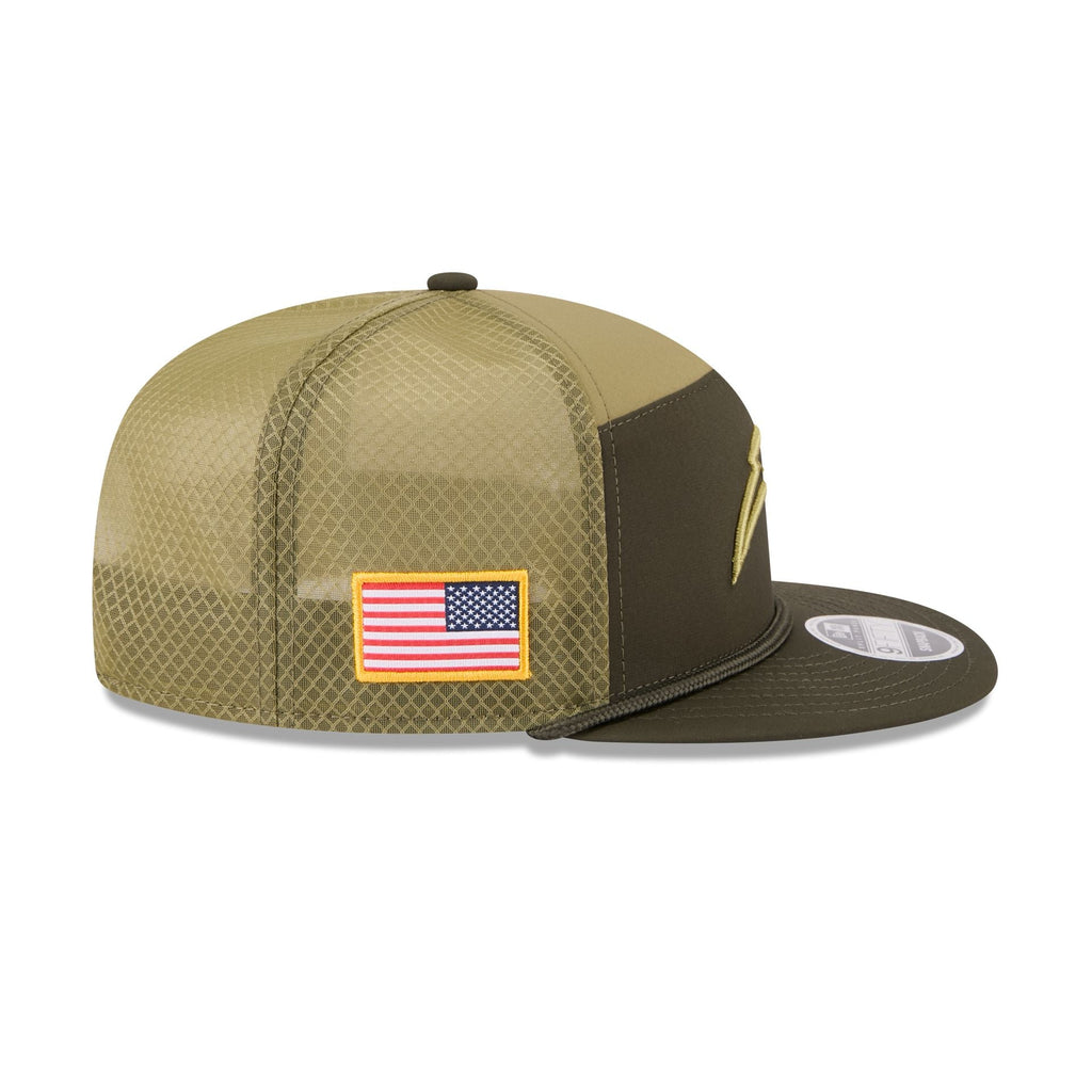 Los Angeles Chargers 2025 Salute to Service Split Panel 9FIFTY Trucker Hat