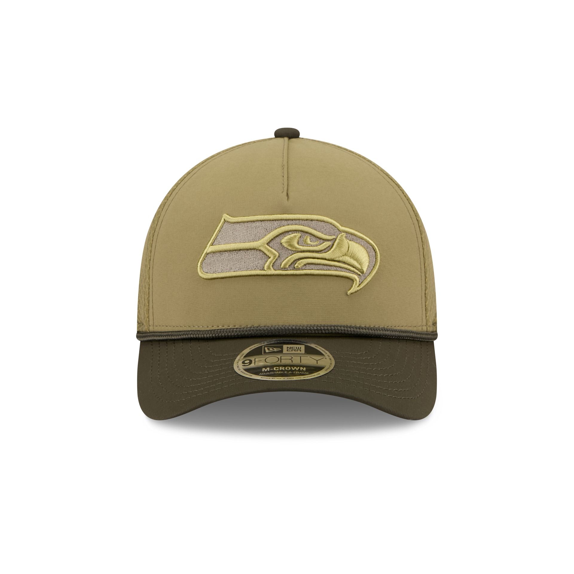 Seattle Seahawks 2025 Salute to Service 9FORTY M-Crown A-Frame Trucker Hat