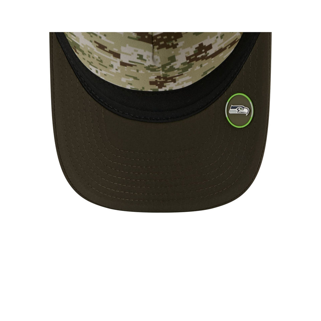Seattle Seahawks 2025 Salute to Service 9FORTY M-Crown A-Frame Trucker Hat