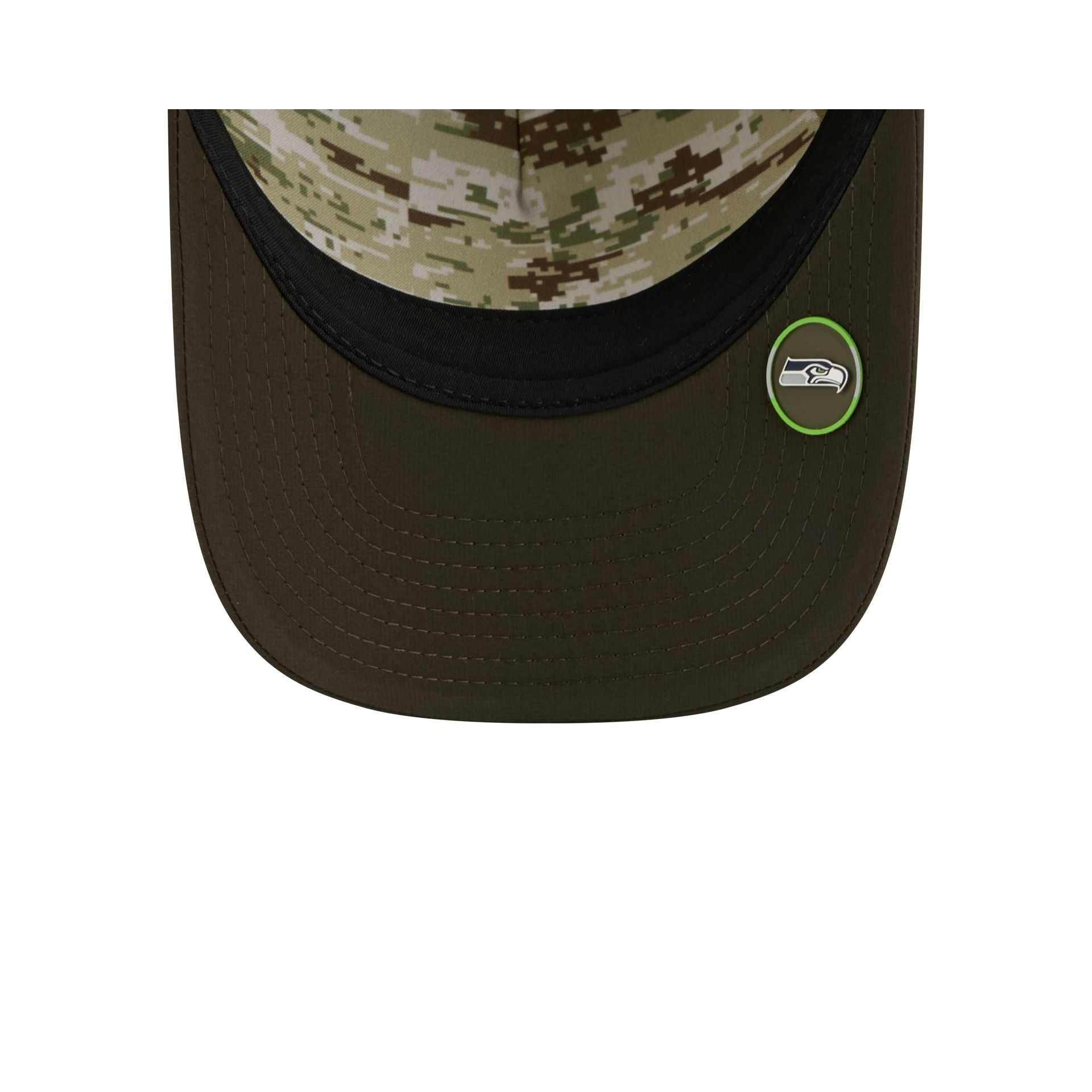 Seattle Seahawks 2025 Salute to Service 9FORTY M-Crown A-Frame Trucker Hat