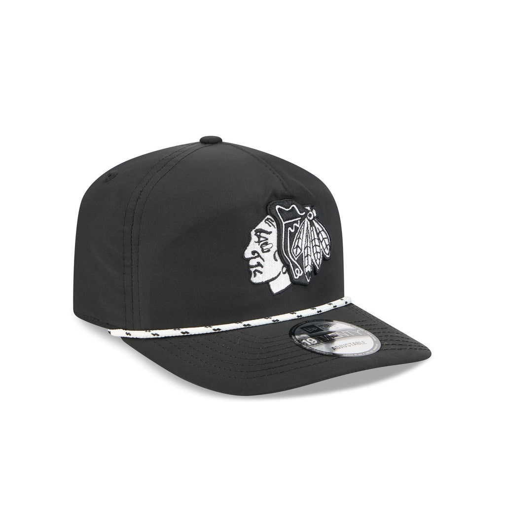 Chicago Blackhawks Black and White Rope 19TWENTY Snapback Hat