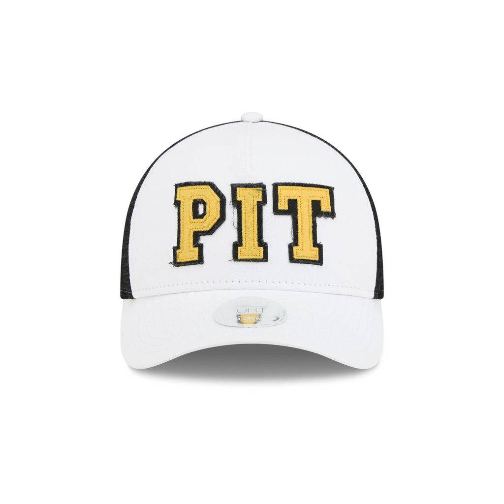 Pittsburgh Steelers Optic White Felt Logo Women's 9FORTY M-Crown A-Frame Trucker Hat