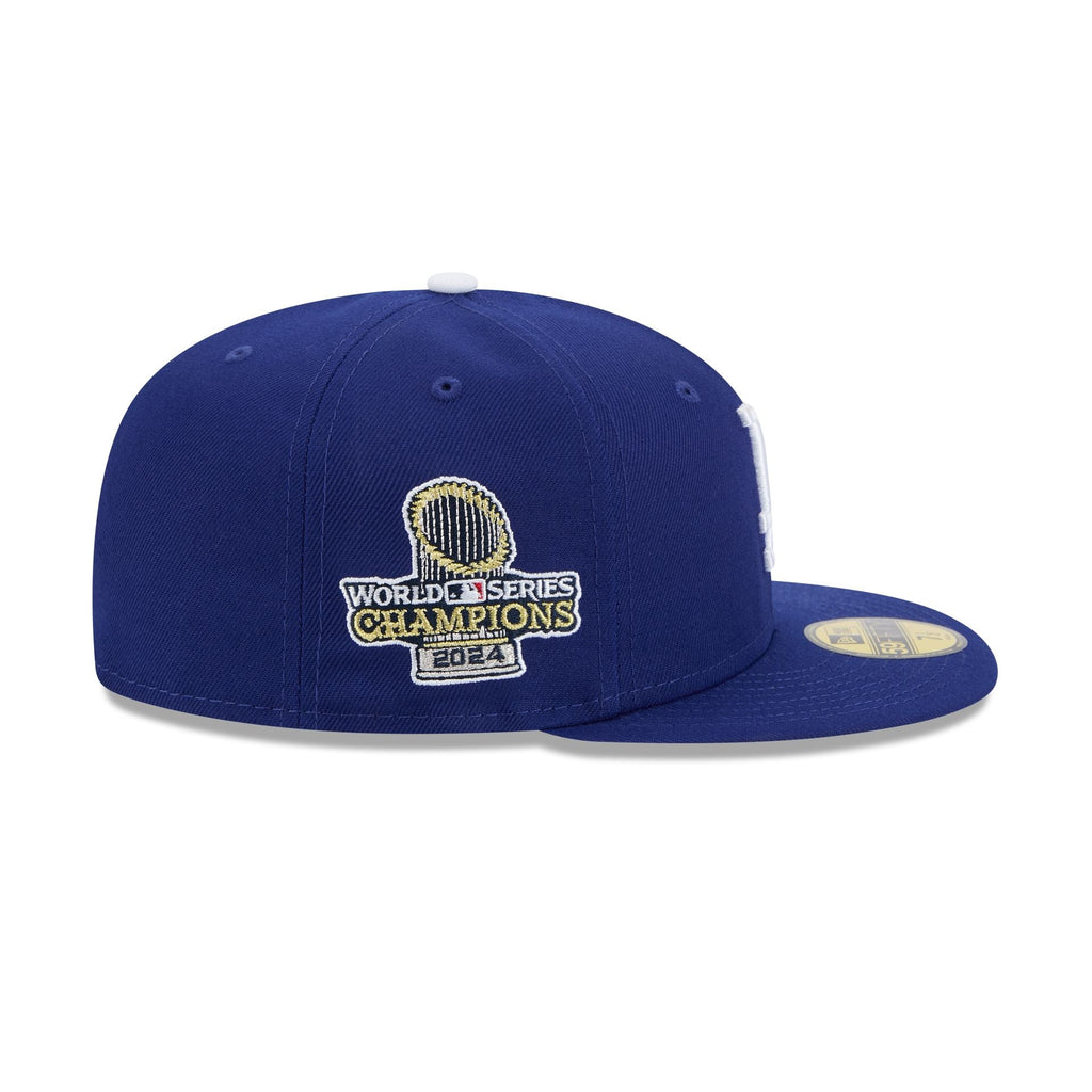 Los Angeles Dodgers 2024 World Series Champions Trophy Side Patch 59FIFTY Fitted Hat
